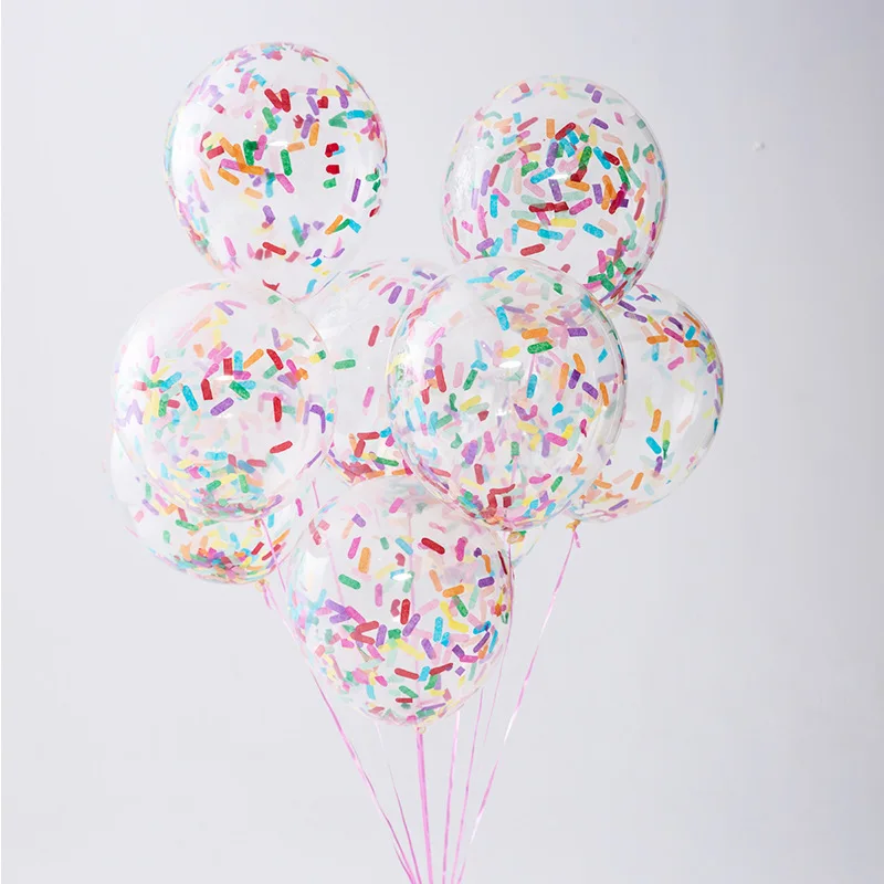 10/20/50 Stuks 12Inch 5G Transparante Lange Strip Confetti Ballonnen Bruiloft Verjaardag Decoratie Donut kleur Ijs Confetti Balon