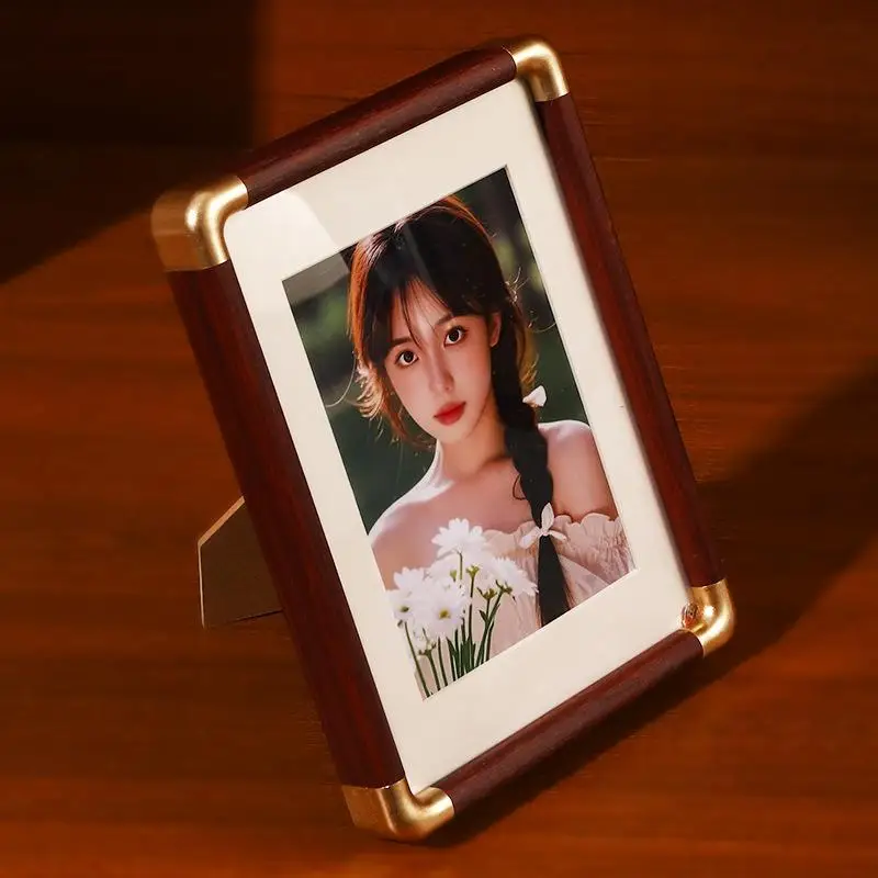 6/7/8/10 Inch Rounded Plastic Photo Frame, A4 Blank Display Stand, Brown Color High-end Photo Frame Display Stand