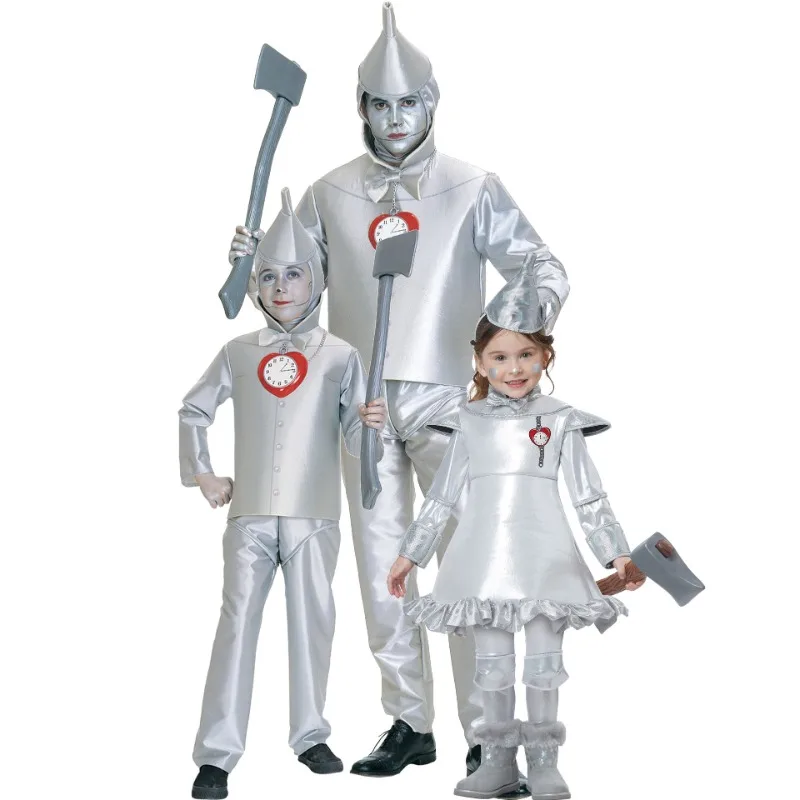 

Tin Man Costume Parent-children Clothing Silver Iron Full Set Wizard of Oz Performance Children Adults Halloween Party Outfit