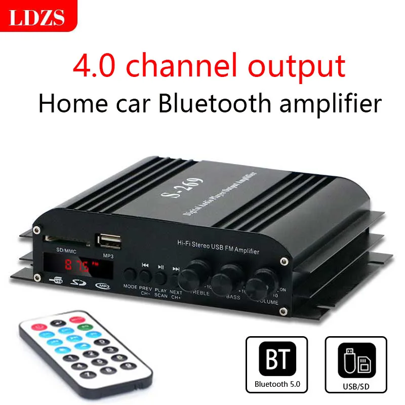 S-269Dark Knight Digital Power Audio Car Amplifier Blu-ray Stereo Audio Amplifier for Home Theater Club Party Music 400Wx4 Power