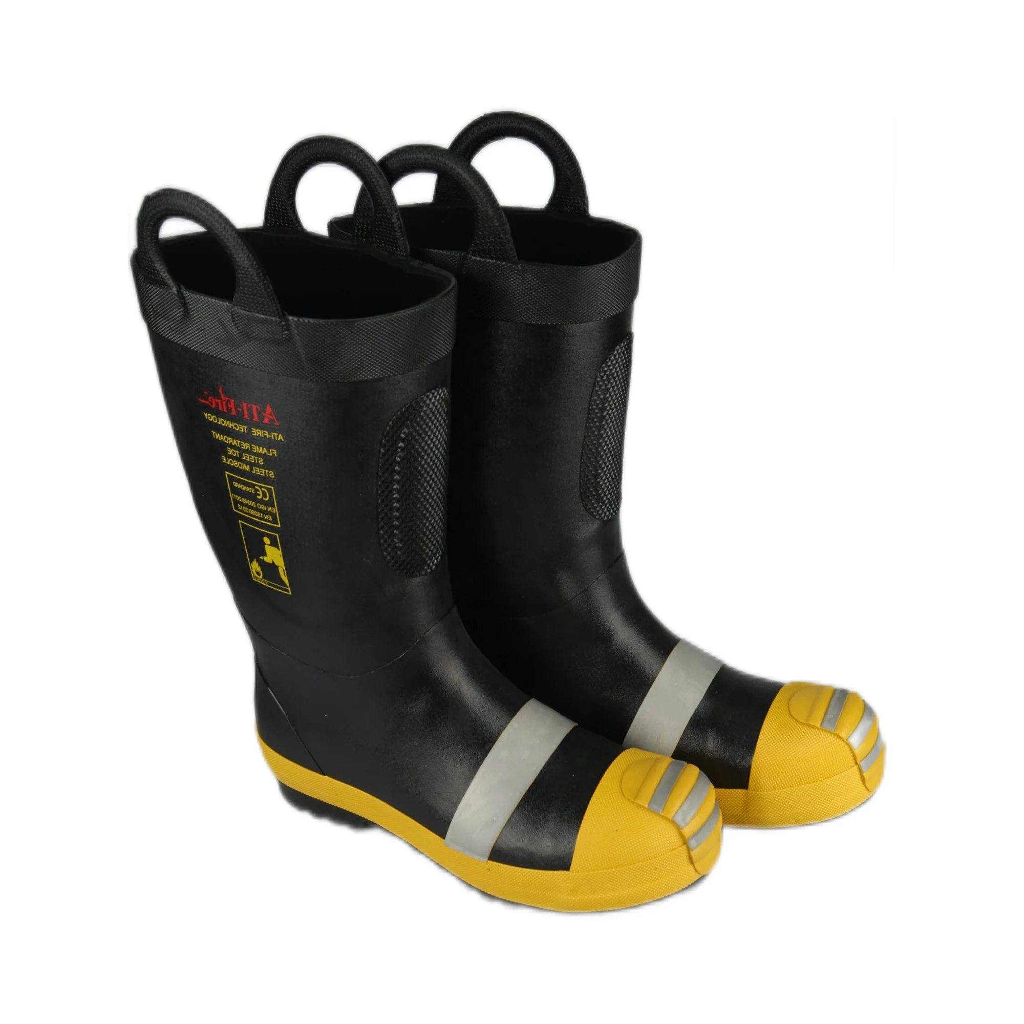 Firefighter Waterproof Anti-puncture Industrial Rubber Rain Steel Toe Fireman Boots