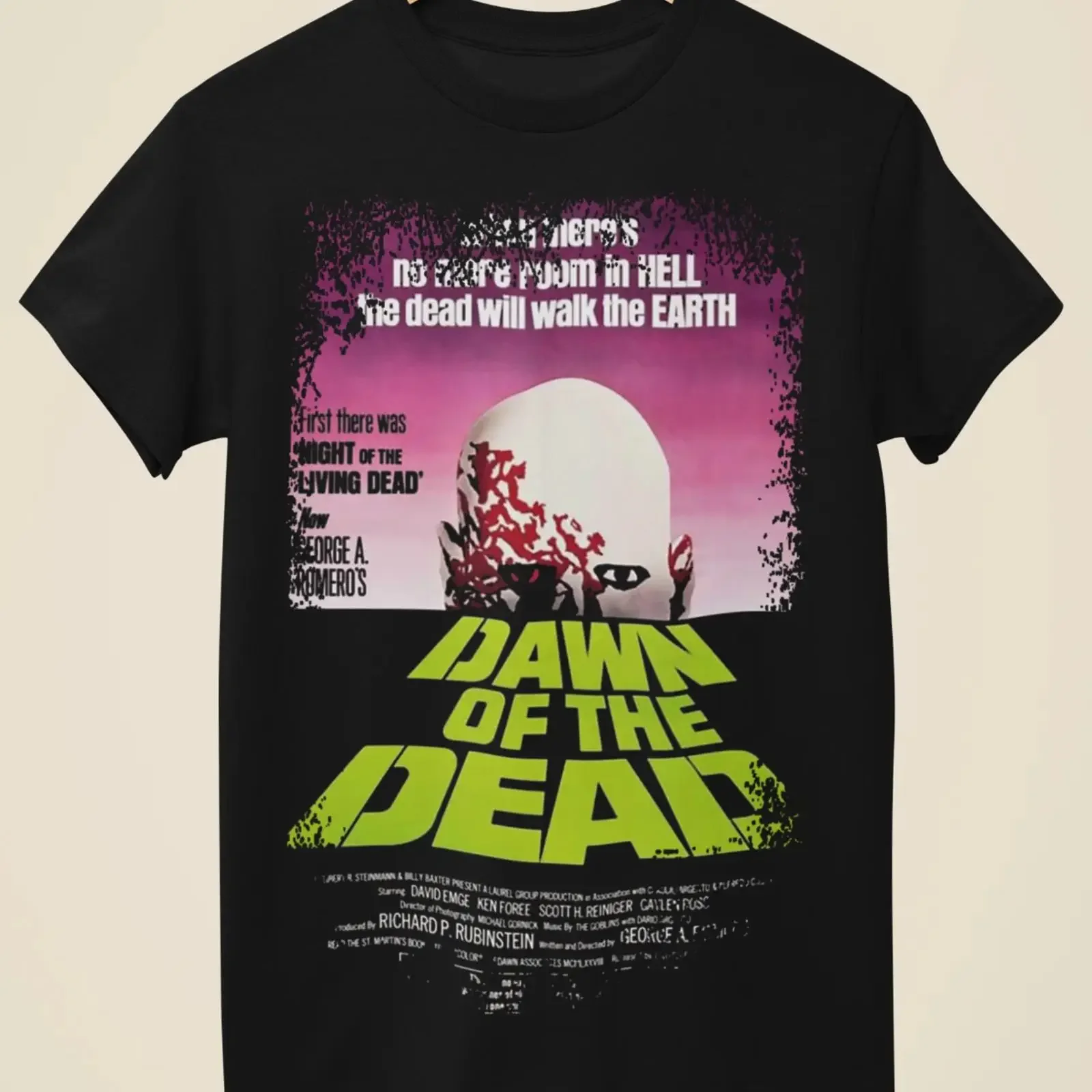 T Shirt Dawn of the Dead Film Poster inspiriert schwarz vintage Washed Stylish fashion homme designer clothes Breathable Casual