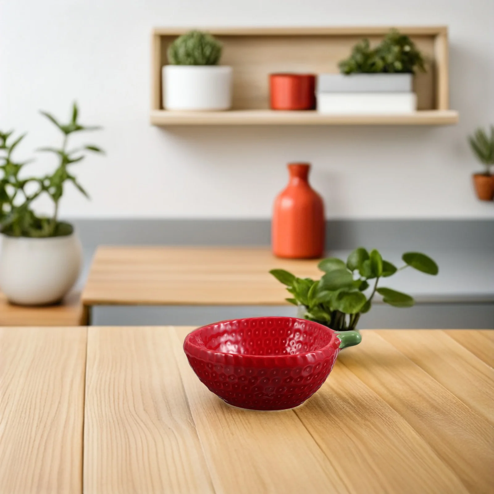 

Керамическая тарелка с рельефным узором клубники, фарфоровая, для риса, супа, фруктов, пригодная для микроволновой печи, для ежедневного использования и особых случаев