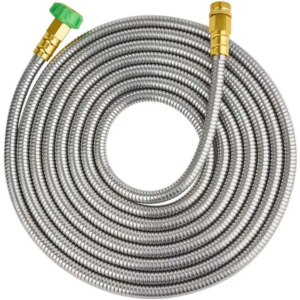 20ft Stainless Steel Garden Hose with Female to Male Connector, Leak-Resistant, Flexible & Lightweight, Kink-Free Water Hose for