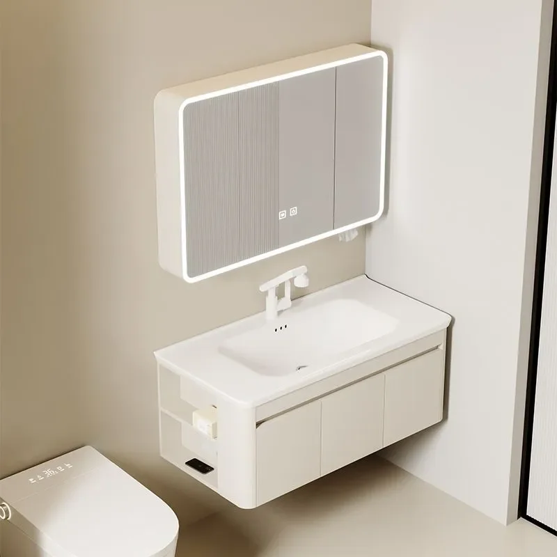 for Thickened Space Honeycomb Aluminum Wash Basin Cabinet Combination Bathroom Cabinet Ceramic Integrated Basin Side Storage