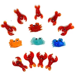 2pcs Small Crab Lobster Glass Beads Hand Perforated Spacer Beads for Jewelry Making DIY Bracelet Pendant Earrings Necklace