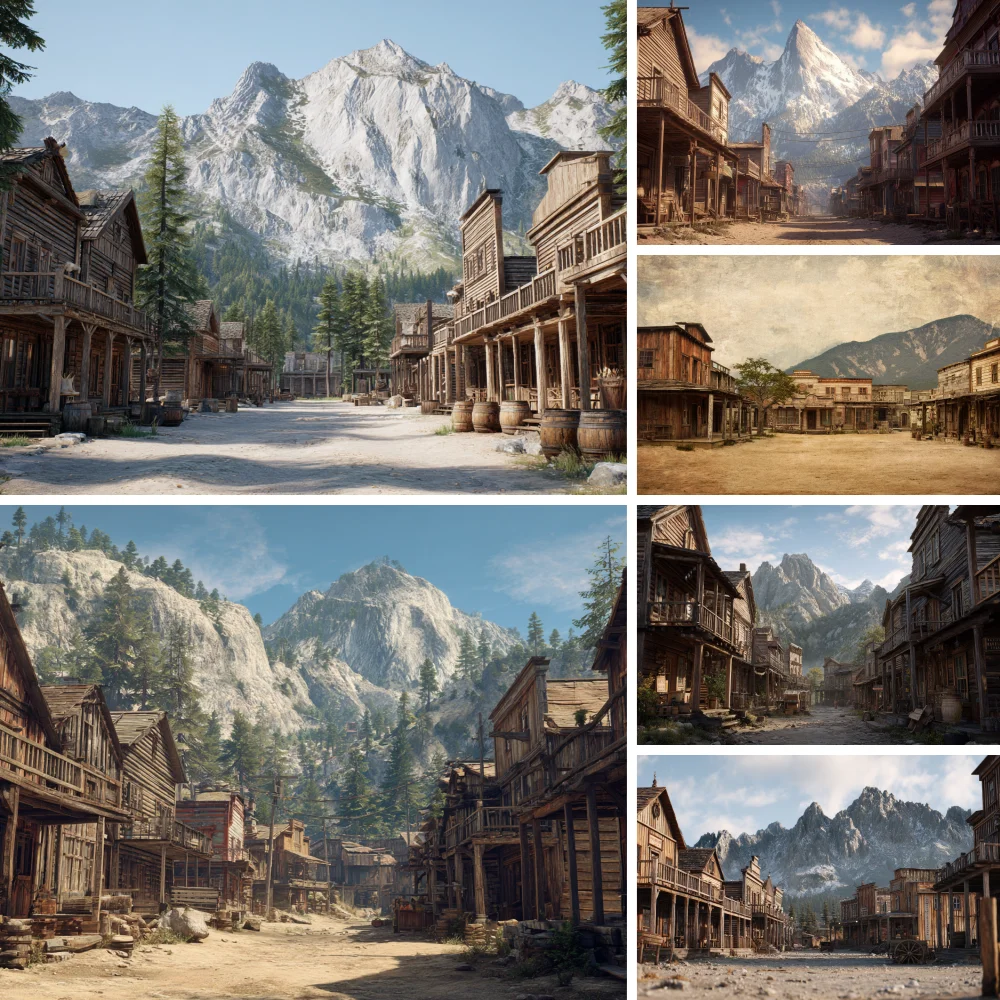 

Western Town Photography Background and Party Banner - Suitable for indoor/outdoor parties and festival decorations