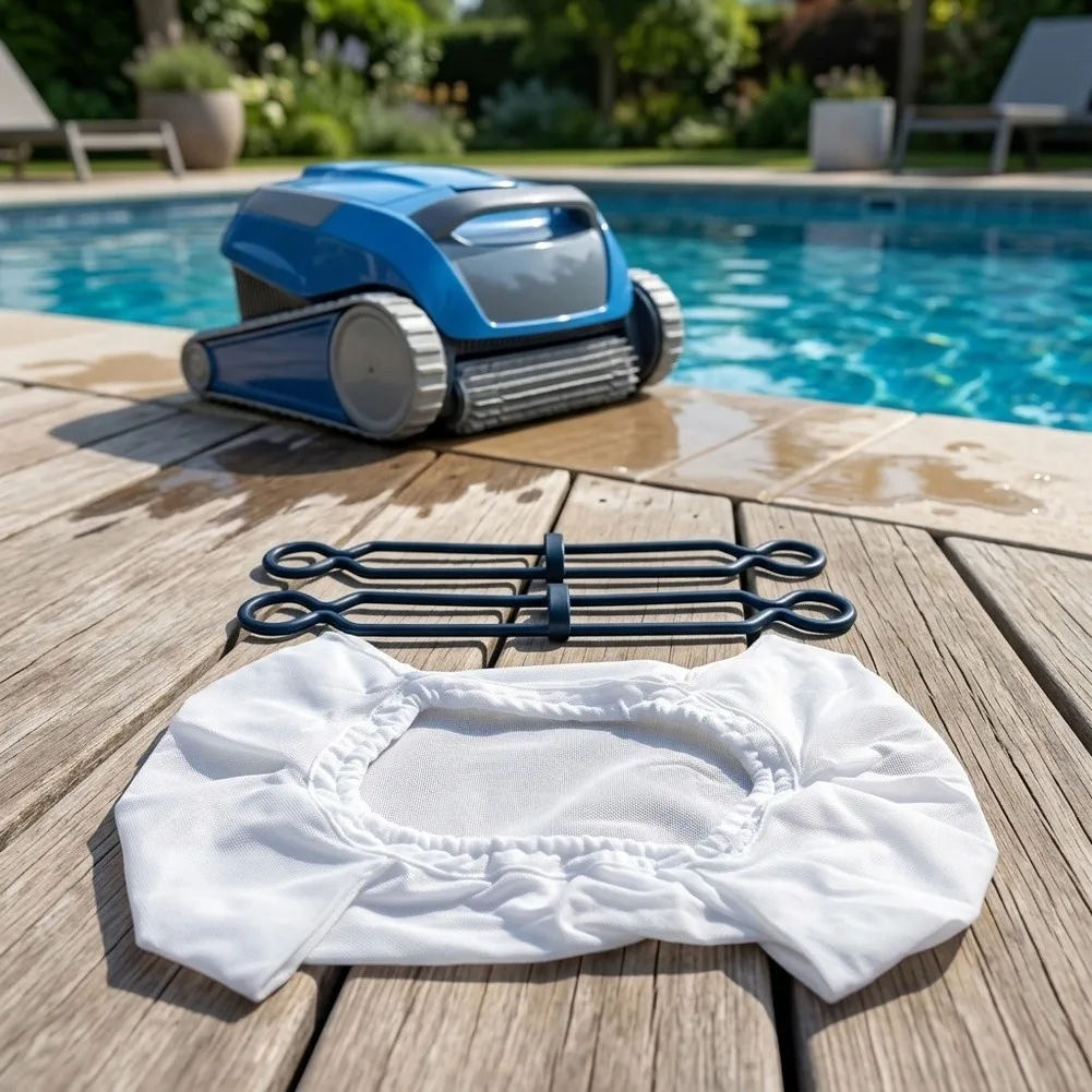Robotic Pool Cleaner Filter Bag with Dual Clips for Dolphin Models Replaces OEM Parts 99954307-R1 and 9981430-R2
