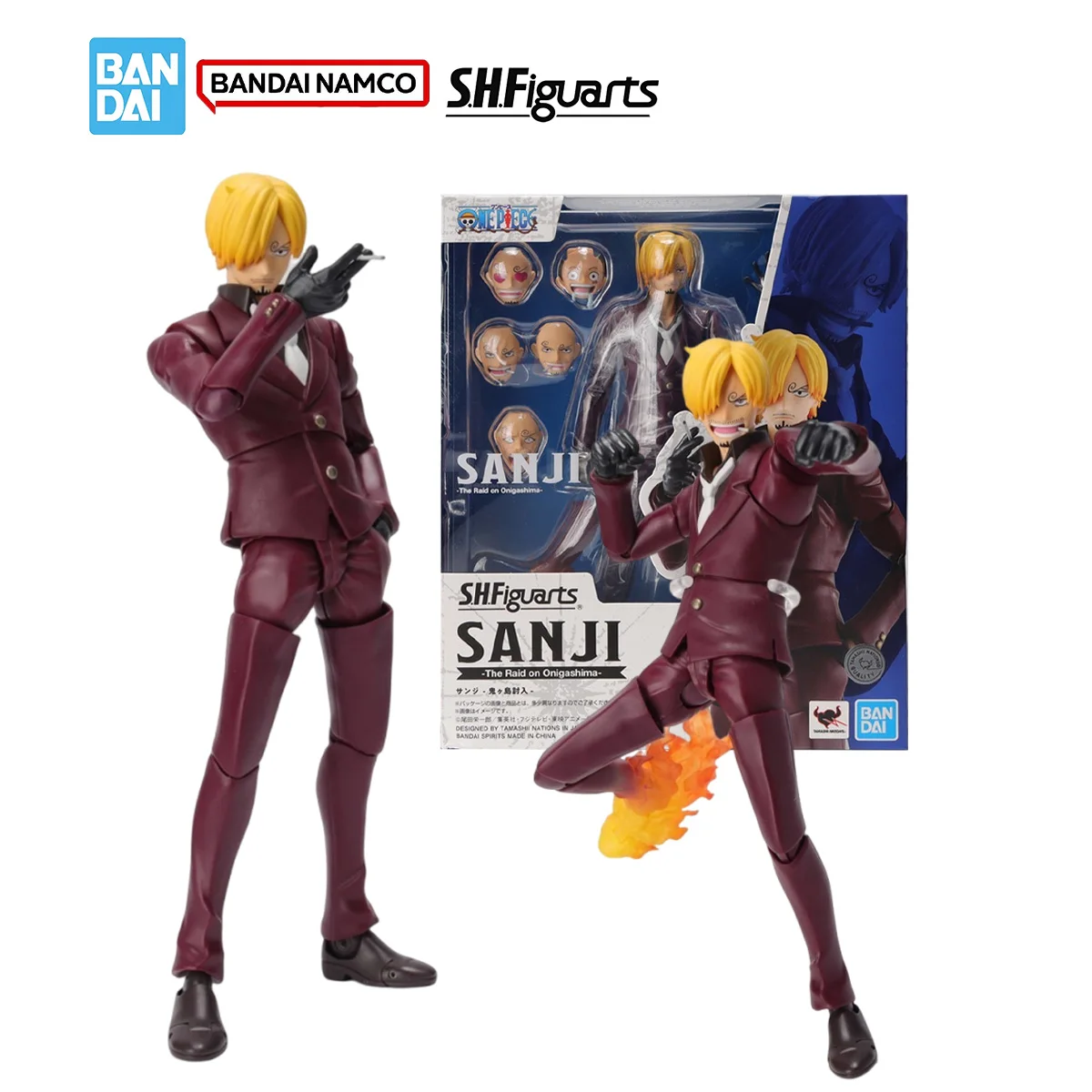 

Bandai One Piece Genuine Model Kit Anime Figure S.H.Figuarts Sanji The Raid on Onigashima Action Figure Joints Movable Model Toy