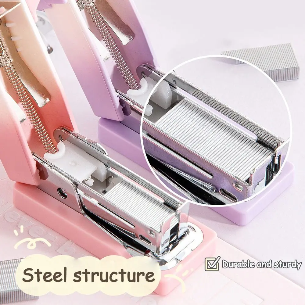 Durable Gradient Cat Claw Mini Stapler with Staples Multifunctional Stapler Set Paper Binder Student Stationery