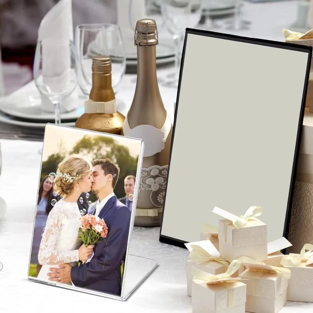 Transparent Acrylic Display Stand 10cmx15cm Double Side Photo Frames Display Ad Frame A6 Size Business Card Stand Desk Display