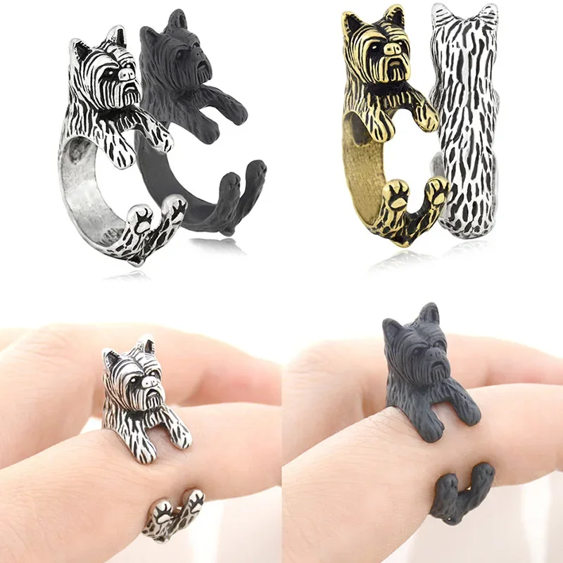 Yorkshire Terrier & Welsh Corgi & Greyhound & Jack Russell Dog Wrap Ring For Women West Highland Yorky & Westie Animal Rings Men