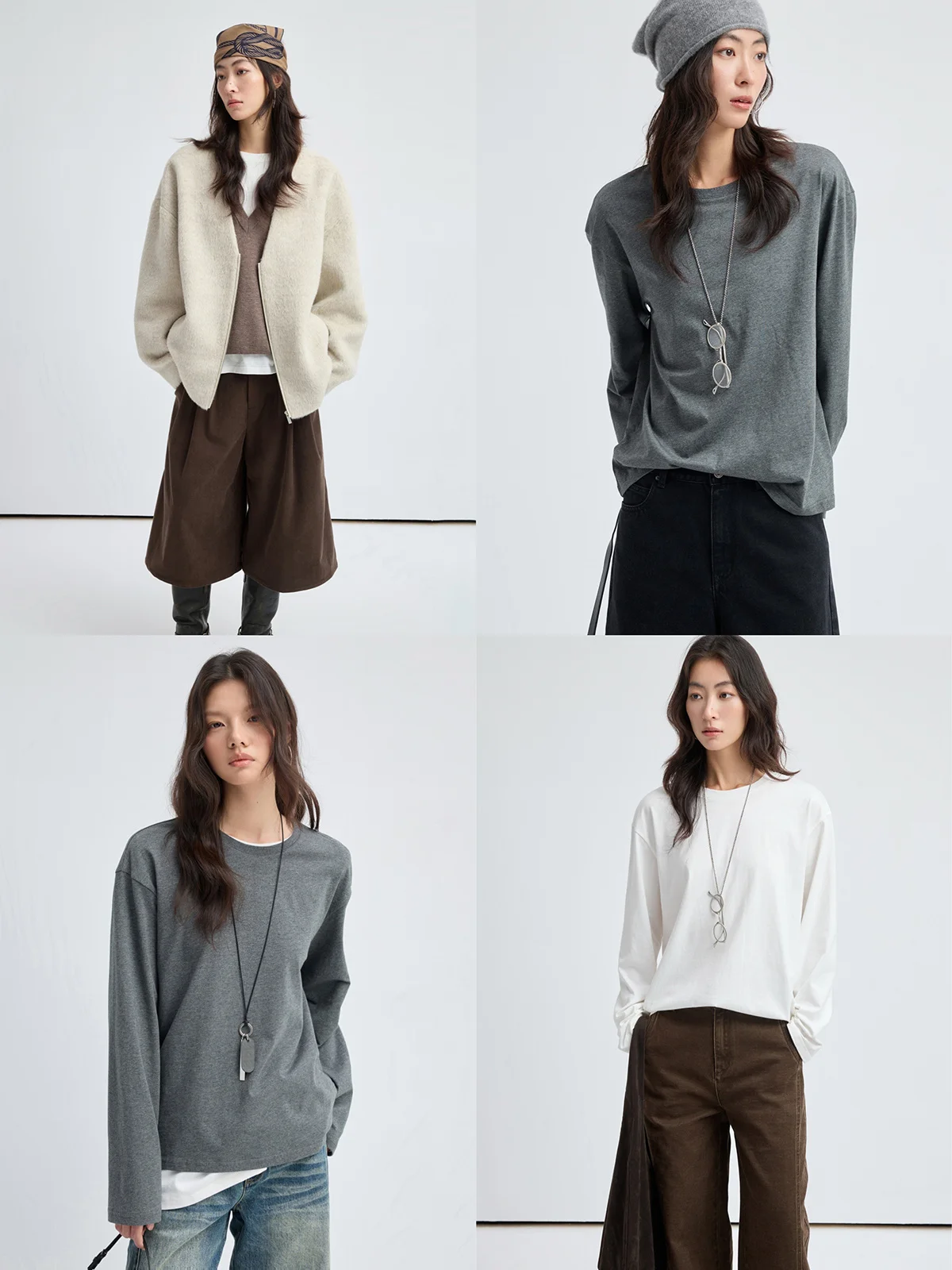 

JUSLIN Women's Basic Cotton Long Sve T-irt round Ne Comfortable Loose Fit Casual Sle All Season round Ne Base Laye...