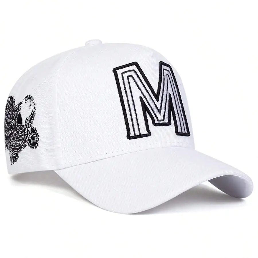

Mens White M Letter Embroidered Baseball Cap Streetwear Casual Hat For Spring Summer Autumn Travel Beach