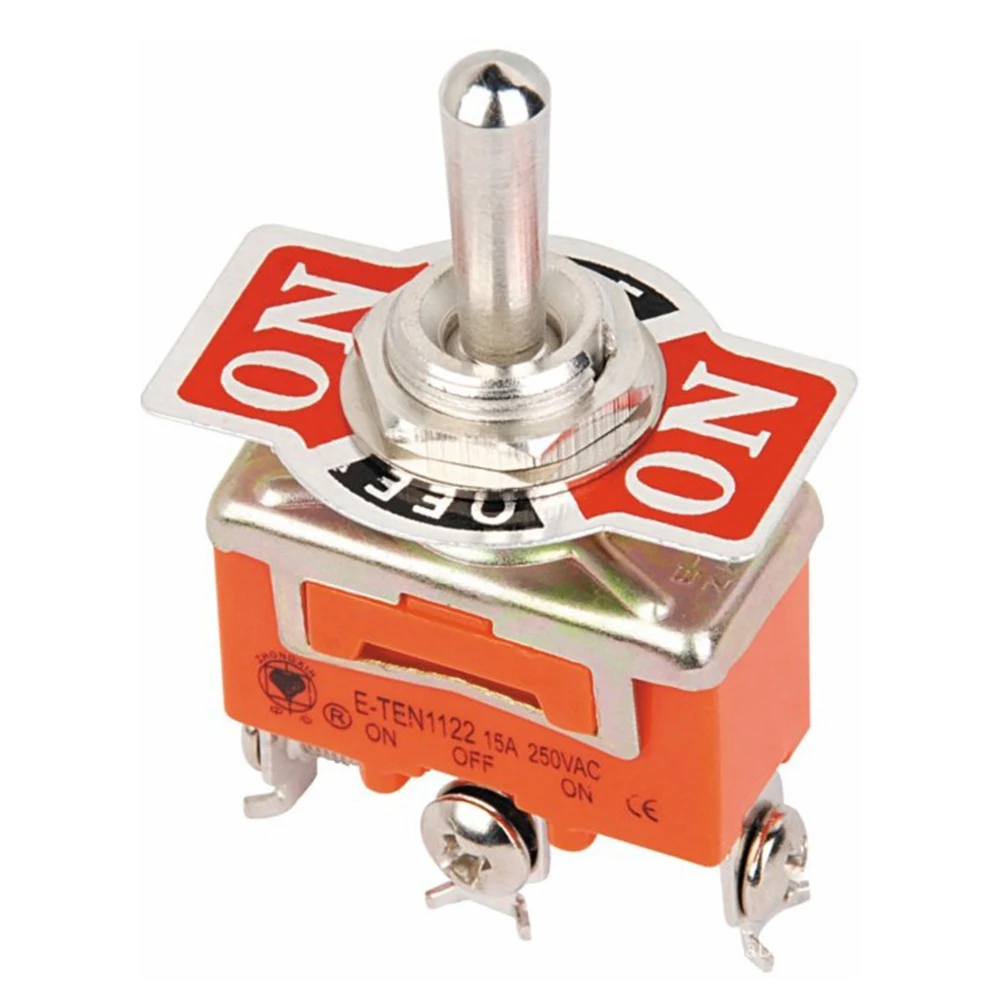 

1PC E-TEN1122 Toggle Switch 3 Pin 3 Position Self-locking 250V 15A 1NC+1NO On-off SPST Rocker Switch 12MM Electrical Accessories