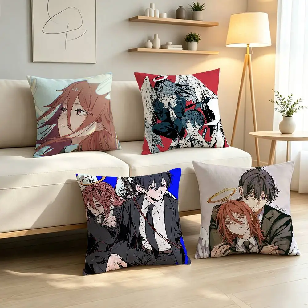 Chainsaw Man A-Angel Devil Pillow Case Pattern Printed Pillowcase For Living Room Sofa Cushion Cover