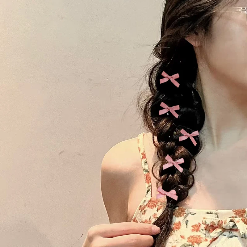  10 Stück Mädchen-Haarschleifen Mini-Haarspangen Metall-Haarnadeln Kopfschmuck Handgemachte Bandschleifen-Clips Modische Haaraccessoires – Detail 1