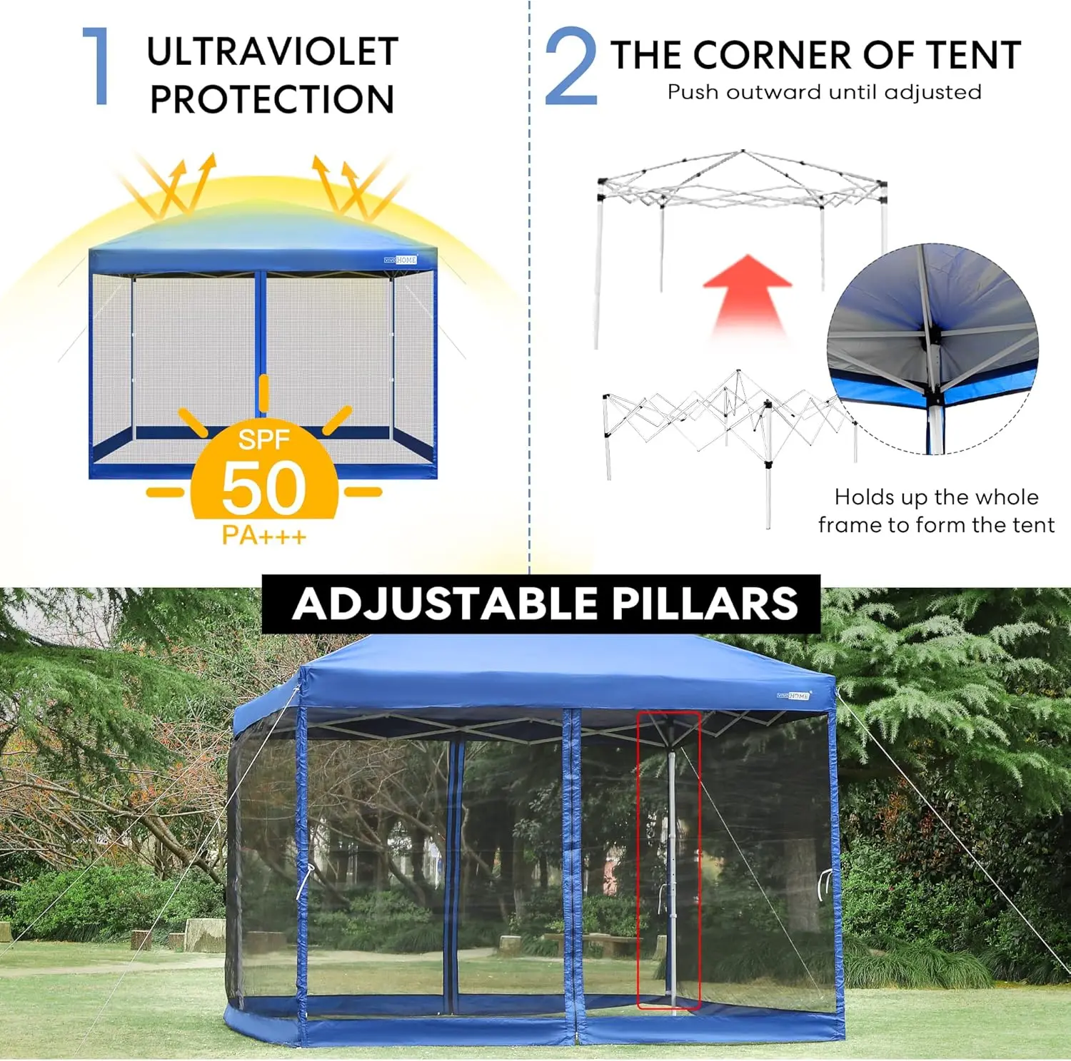 Toldo fácil de instalar de 8x8 pies para exteriores, tienda de campaña con mosquitera de malla, paredes laterales para acampar, Picnic, fiesta, cubierta, patio, eventos, B