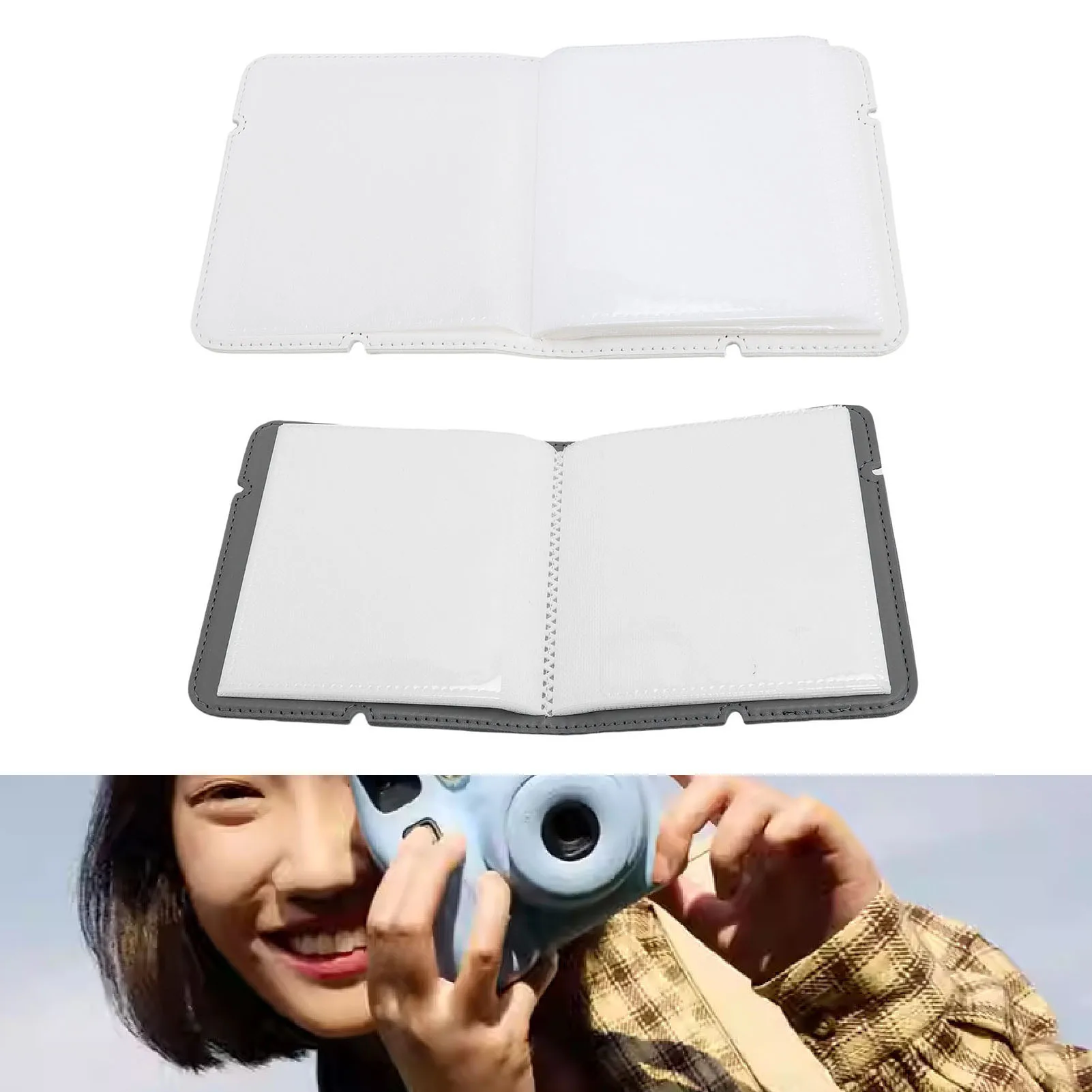 Photo Album Book Fit for Polaroid 600 W210 W300 W400 Photo Sizes Instant Photo Album PU Leather Clear PVC Film Small Photo Album