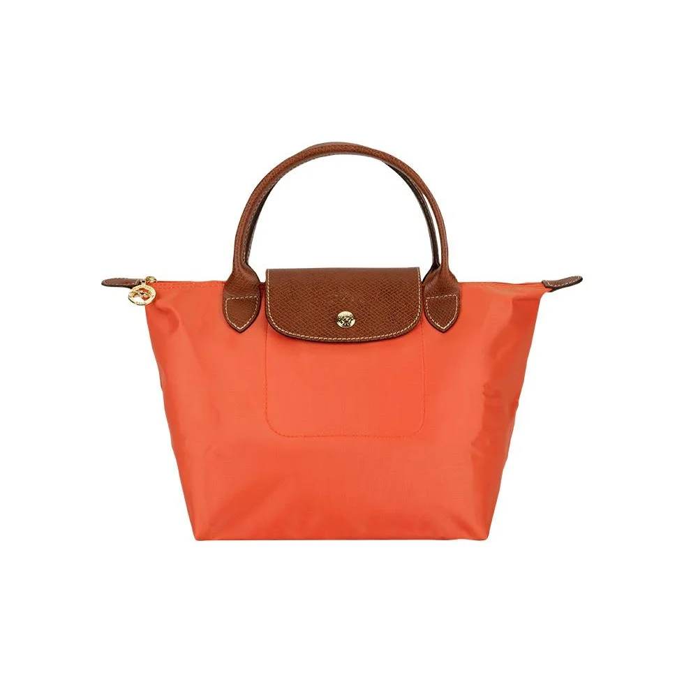 LONGCHAMP Le Pliage Polyamide Canvas With Leather Dumpling Bag Handbag Small Women's Orange 1621089P85