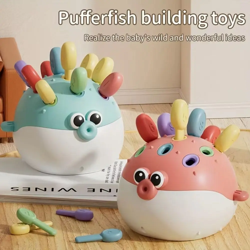 Giocattoli Educativi in Plastica per Bambini, Puzzle Montessori a Incastro, Pesce Puffer per l'Apprendimento Precoce