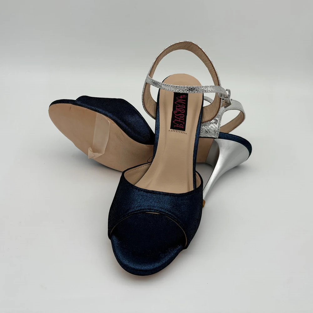 Two Tone Colors  Leather Argentina Tango Shoes Leather Hard Sole 7.5cm 9cm Heel Party Shoes Shipping Free   Flamico Shoes