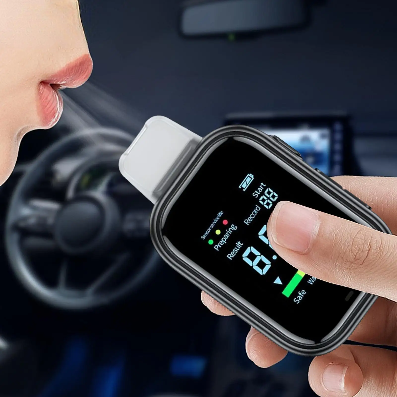 جهاز اختبار الكحوليات جهاز اختبار الكحول الرقمي لجهاز اختبار التنفس الكحولي لقيادة المنزل والسيارة في الهواء الطلق الشخصية #1