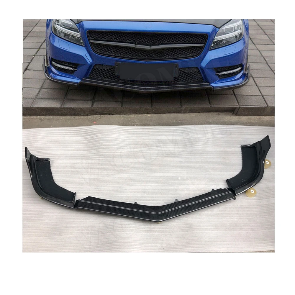 VACOMUL 3PCS Carbon Fiber Front Lip Spoiler Splitters for Mercedes Benz CLS Class W218 CLS350 320 CLS63 2012 2013 Car Styling