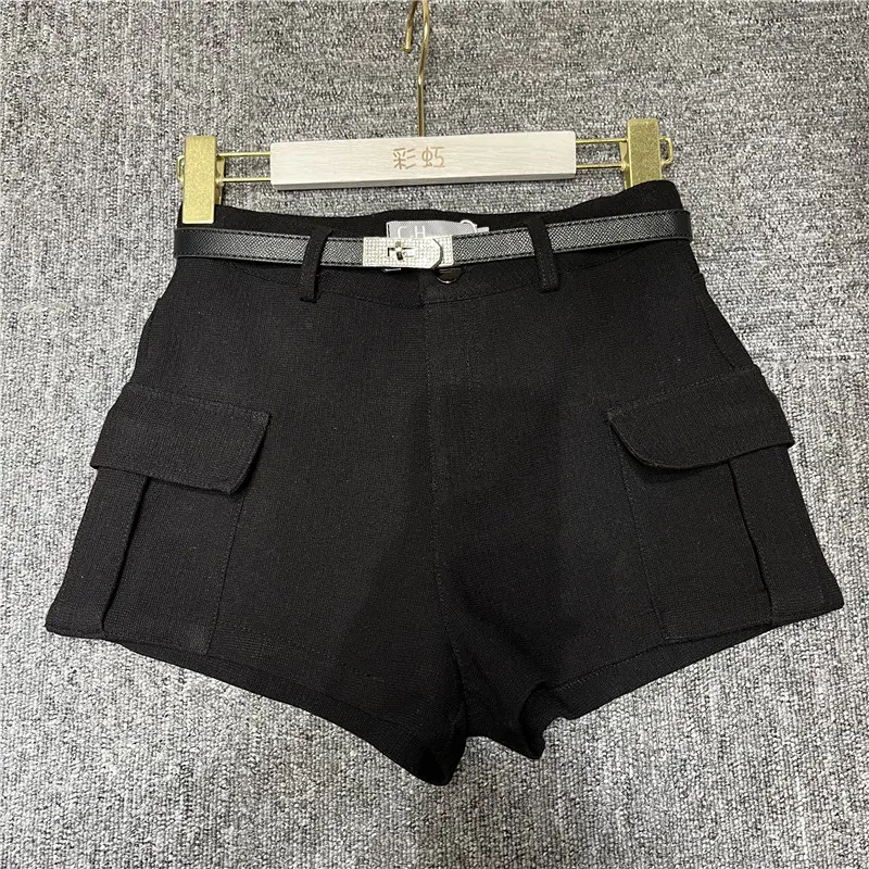 Retro Pocket Decorated Workwear Shorts Women's Autumn 2025 New Versatile Wide Leg Three-quarter Length Trendy Casual Pants