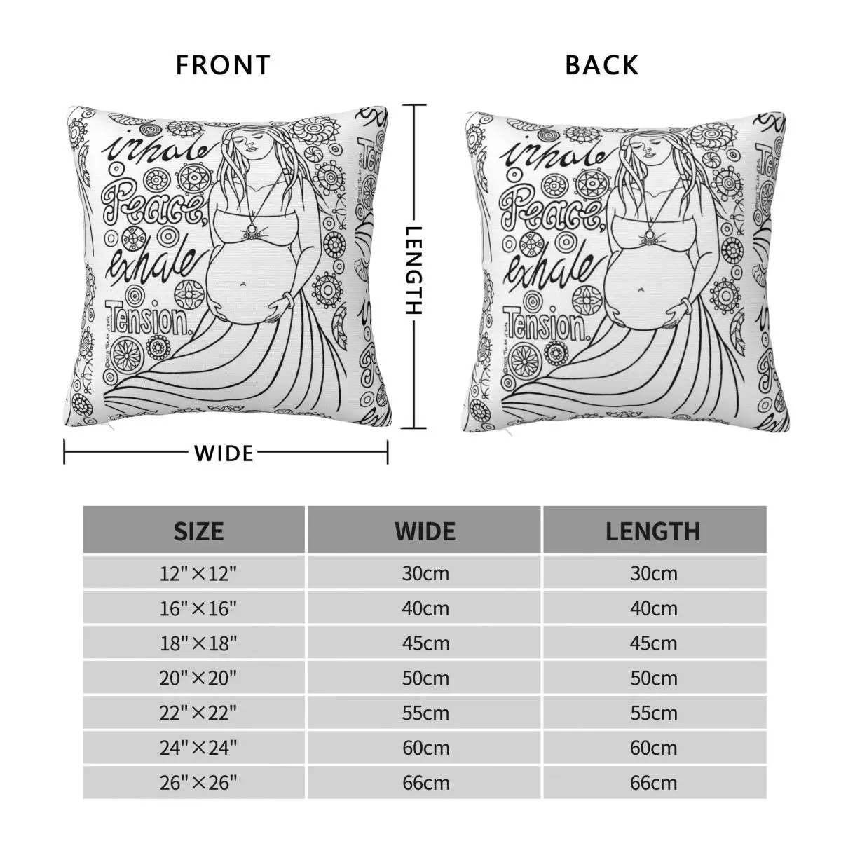 Inhale Peace Exhale Tension Square Pillowcase Polyester Linen Velvet Creative Zip Decor Sofa Cushion Cover