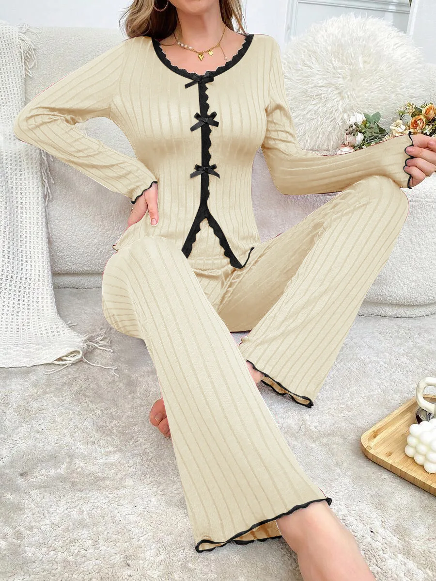 Warme Winter Nachtwäsche Pyjamas Ensembles Pyjama Femme Ensemble Hosen Sets Langarm Pyjamas für Wärme Nachtwäsche Frau frauen – Detail 10
