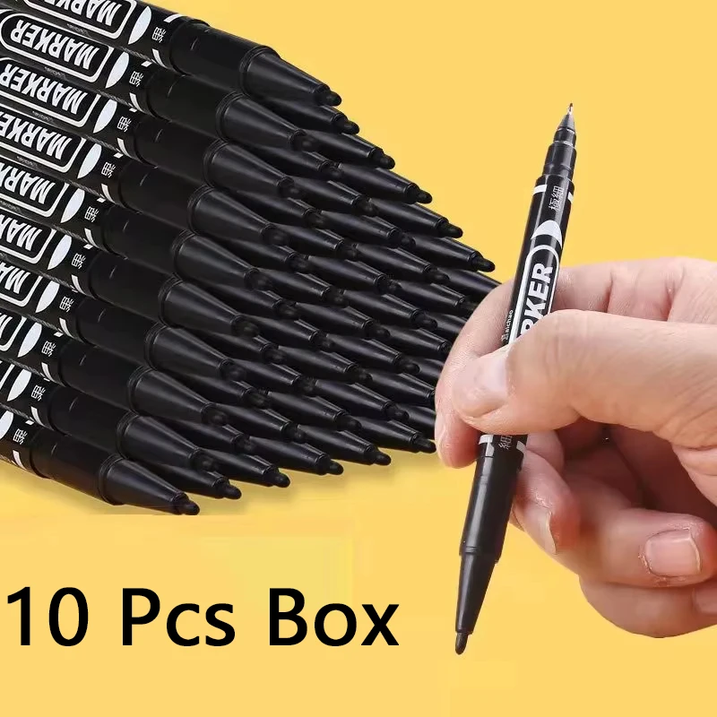 10pcs Double Tip Permanent Quick Dry Markers Pen Waterproof 