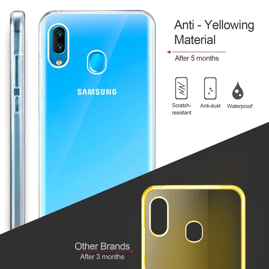 Double Sided Clear Case For Samsung Galaxy A10 A40 A50 A70 A20 A30 A21S A41 A06 J5 17 J6 A7 A6 2018 S23 FE S24 Plus Ultra Cover