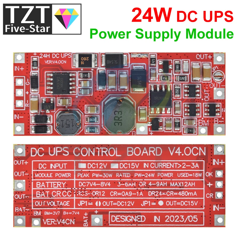 Imagem -04 - Tzt-ups Power Supply Module Uninterruptible Power Control Board Carregamento Step up Proteção dc 12v 15v 24w 1a 2s V4.0cn