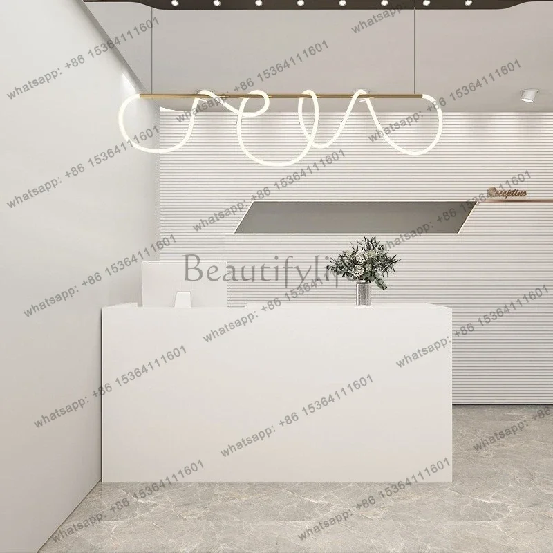 Best Sellers Simple Modern Reception Desks Stainless Steel Reception Desks Small Store Durable Office Furniture Banco Reception