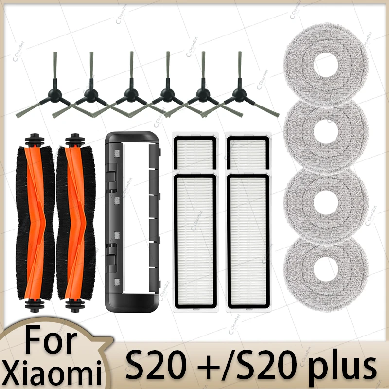 For Xiaomi S20+/S20 Plus/B108glRobot Vacuum Replacement Spare Parts Accessories Main Side Brush Hepa Filter Mop Cloth Dust Bag