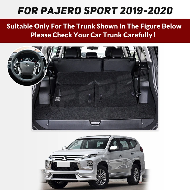 Auto Full Coverage Trunk Mat For Mitsubishi Pajero Sport 2019 2020 Car Boot Cover Pad Cargo Liner Interior Protector Accessories