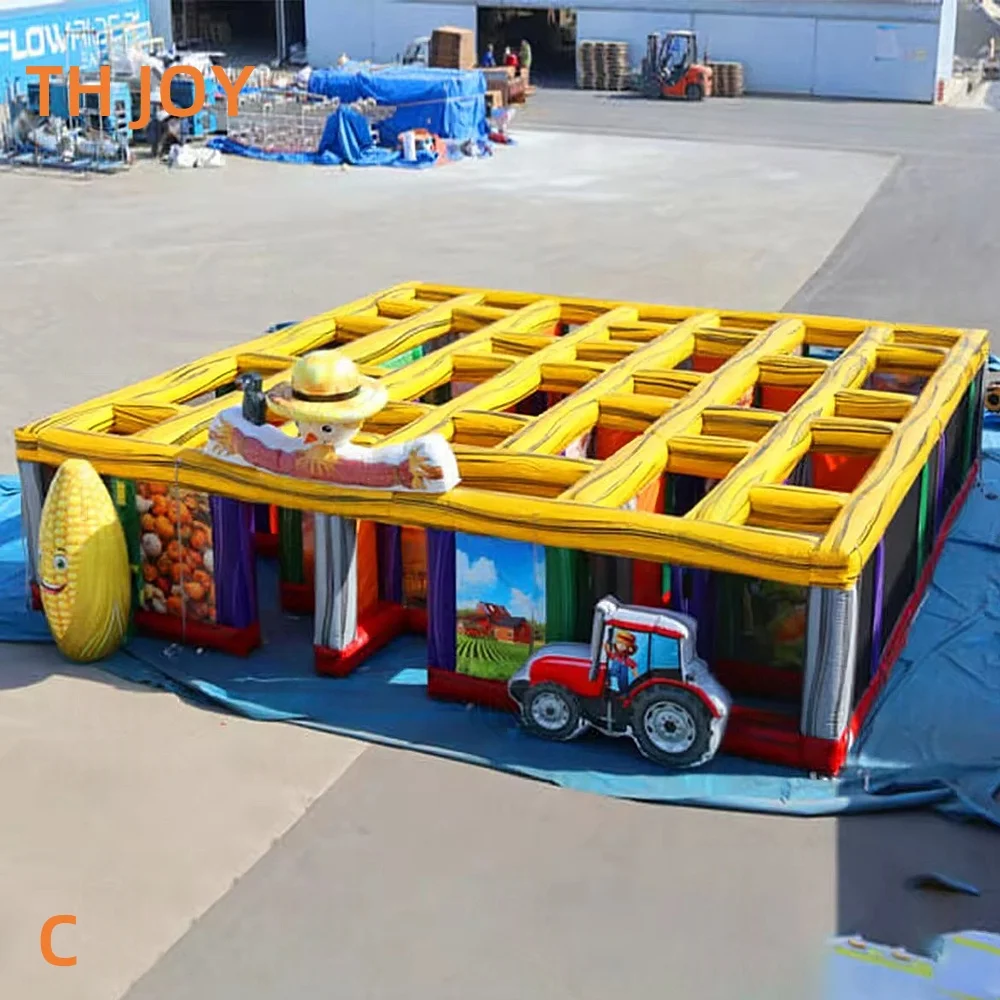 Envío rápido, festival de laberinto inflable de Halloween/Navidad, 2025 nuevos juegos de etiquetas láser de casa huanted inflable campo de laberinto