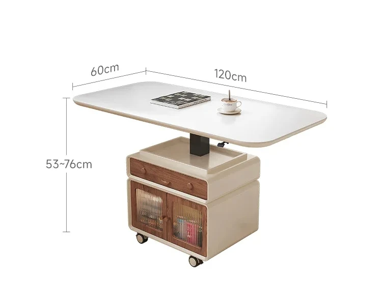 Lifting Coffee Table Multi-Functional Movable Tea Table Small Apartment Living Room Home Two-in-One