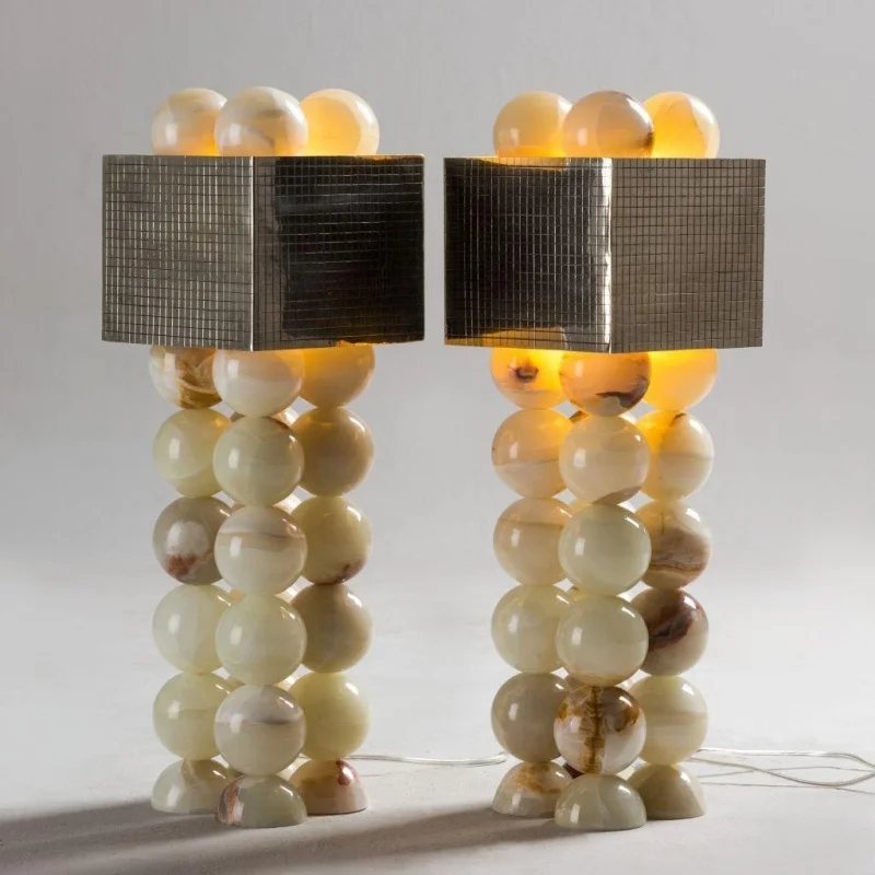 

Cristi á n Mohamed Atalaya Stainless Steel Jade Luxury Hotel Front Desk Desk Lamp Bedroom Living Room Desk Lamp