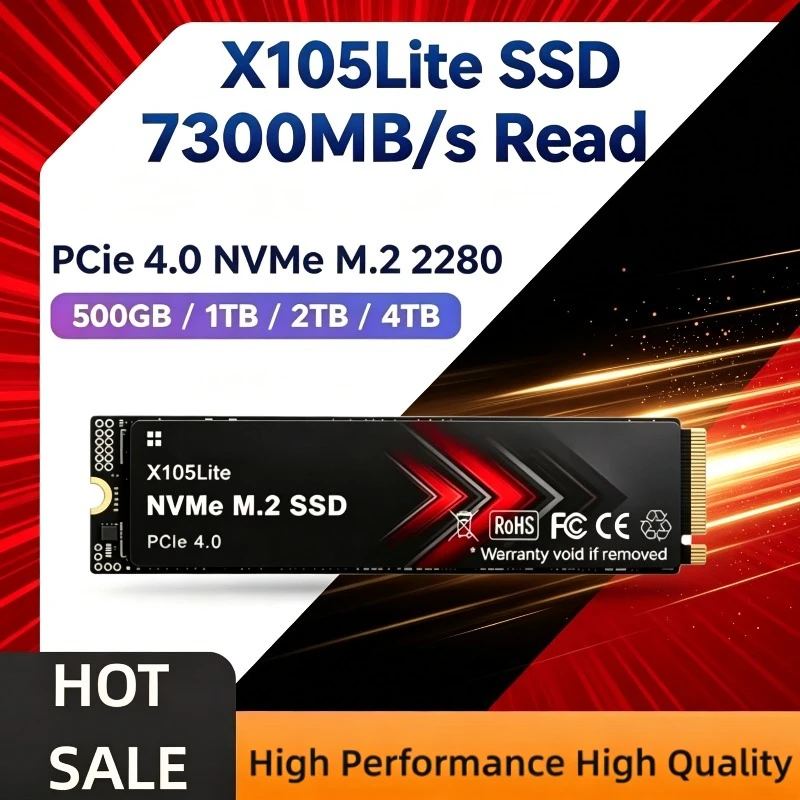 X105Lite NVME SSD M2 NVMe Portable Hard Drive Solid State Disk PCIE4.0 up to 7300MB/s 500GB 1TB 2TB 4TB for Laptop Desktop