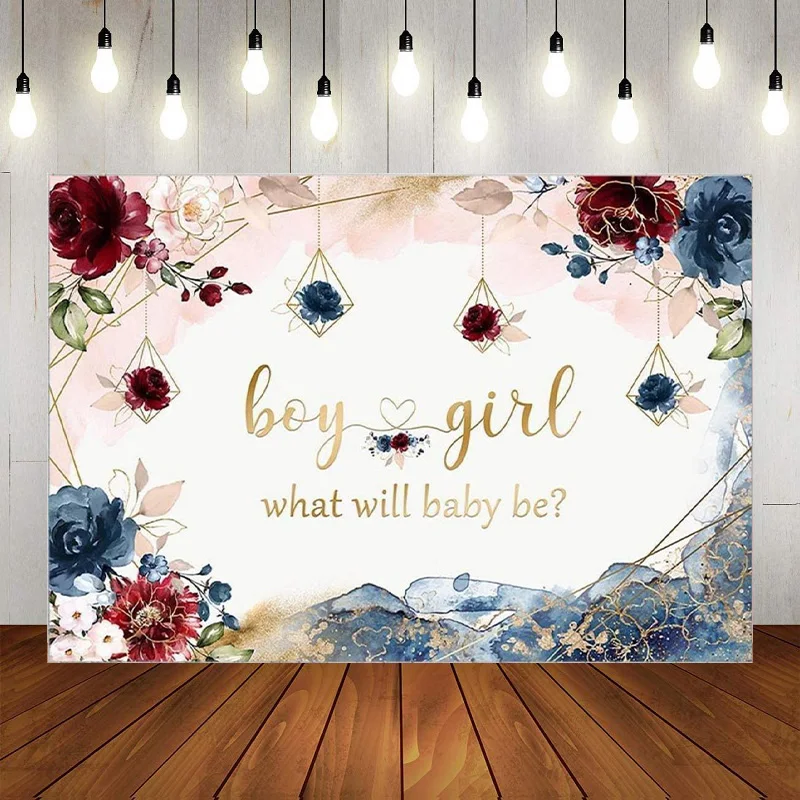 Bear Gender Reveal Party Backdrop Boy Or Girl He Or She What Will Baby Be Pregnancy Decor Balloons Photography Background Banner