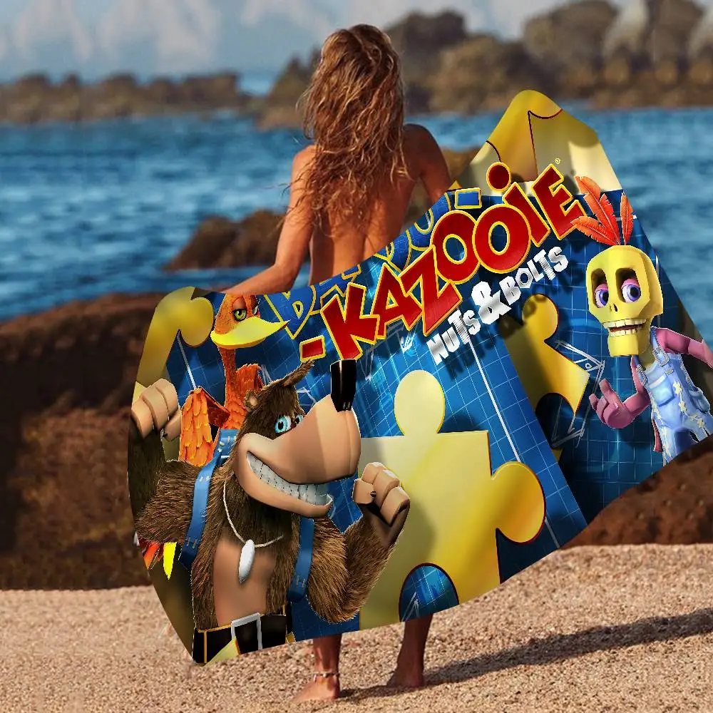 Toalla de playa con estampado de microfibra de Anime Banjo Kazooie, toalla suave absorbente para escalada en montaña, Yoga, playa, natación, correr