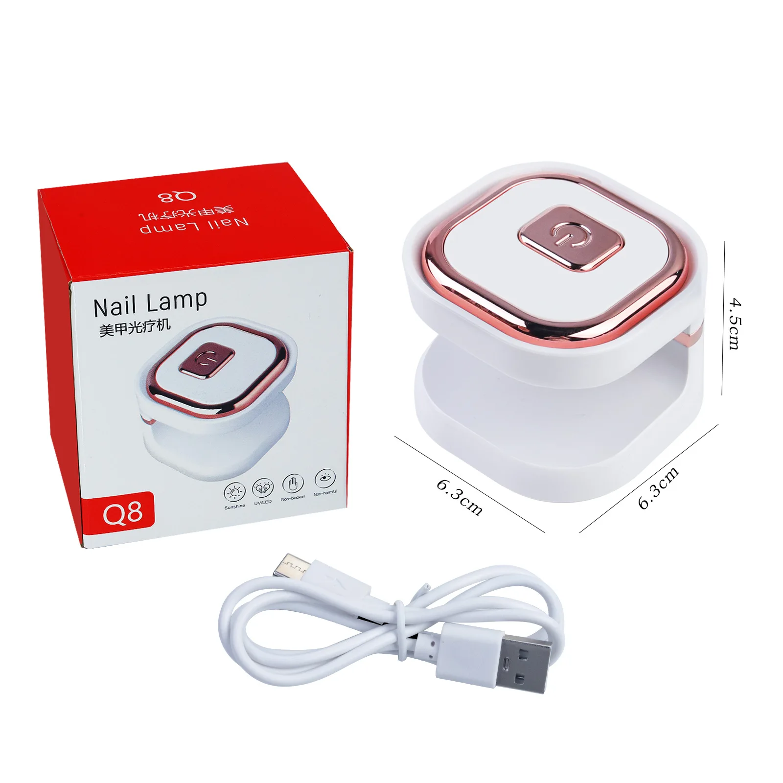 Tragbare UV-LED-Lampe für Nägel, USB-UV-Licht für Gelnägel, Nageltrocknung, Gel-Lampe, Maniküre-Werkzeuge, 6 W, Roségold, Mini-Nageltrockner