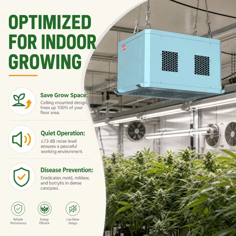 Powerful Greenhouse Dehumidifier Ceiling Mounted Dehumidifier Low Noise Level for Commercial Indoor Planting Systems