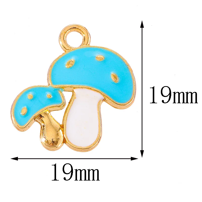 20Pcs 19*19mm Colourful Alloy Enamel Drip Oil Mushroom Plant Pendant Diy Necklace Bracelets Earrings Charms For Jewellery Making