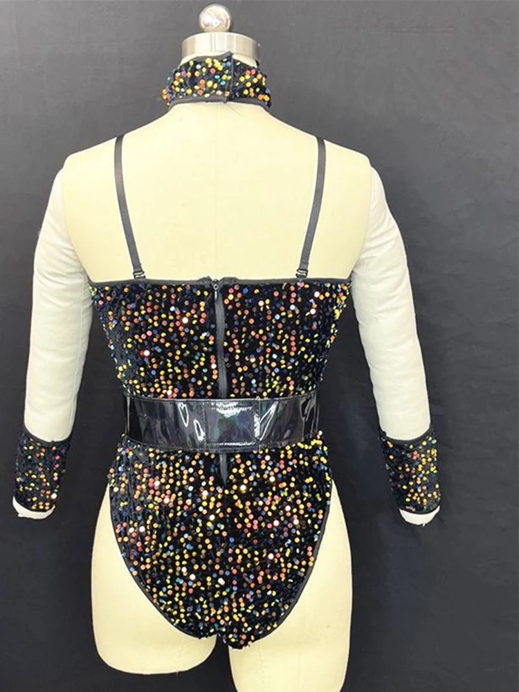 Diamentowy Kombinezon Body Cekinowy Bez Pleców Kostium na Występ do Klubu Nocnego Baru DJ Kostiumy Damskie Tancerki Gogo Sukienka na Imprezę Scenę DN21341