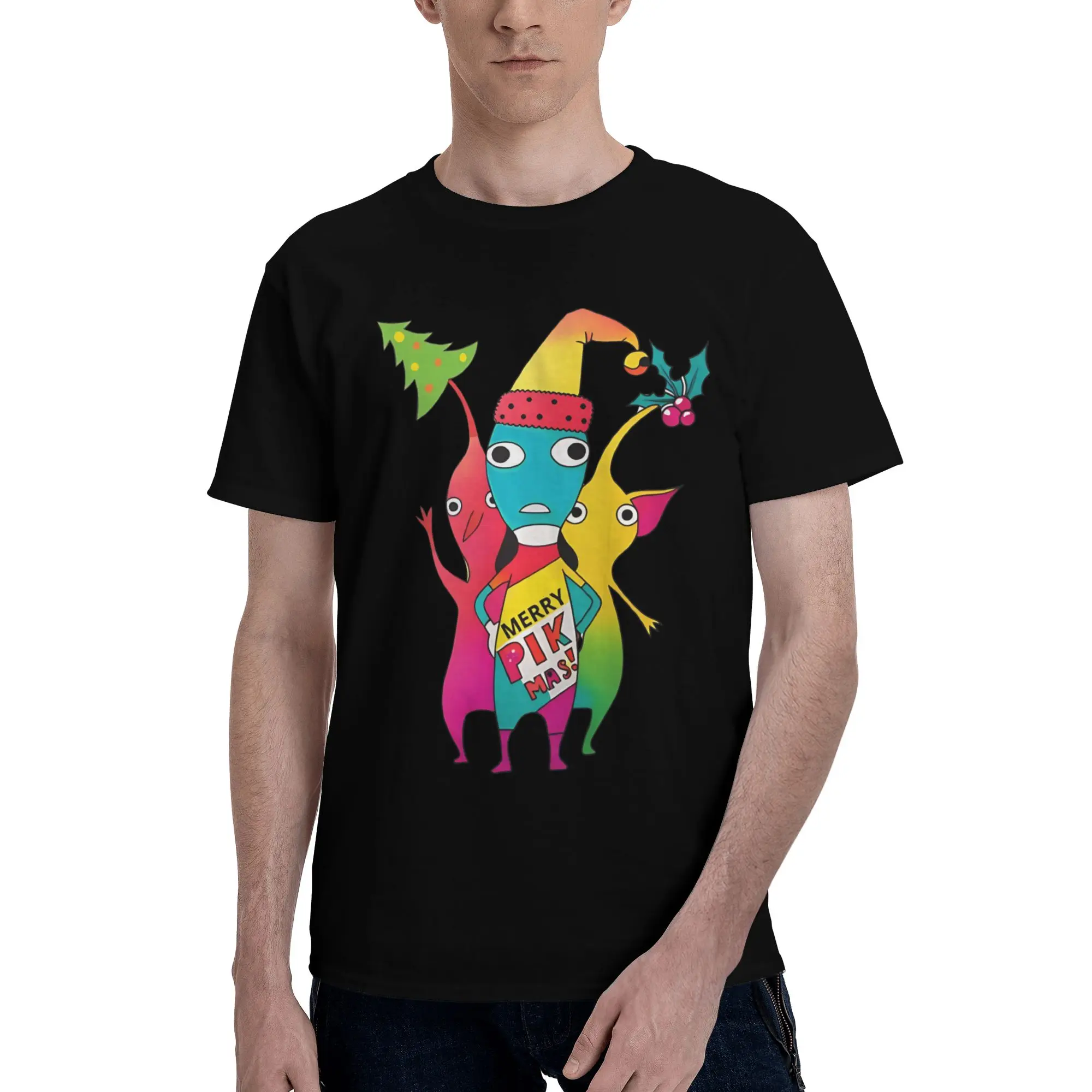 pikmin play Men T Shirts Pikmin  Novelty Tees Short Sleeve O Neck 100% Cotton Gift Idea Clothes T-Shirt