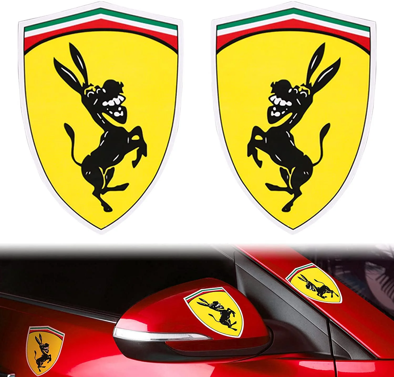 For x2 Topker double fun donkey cart sticker, snake   dog reflective car sticker compatible with Ferrari body covering