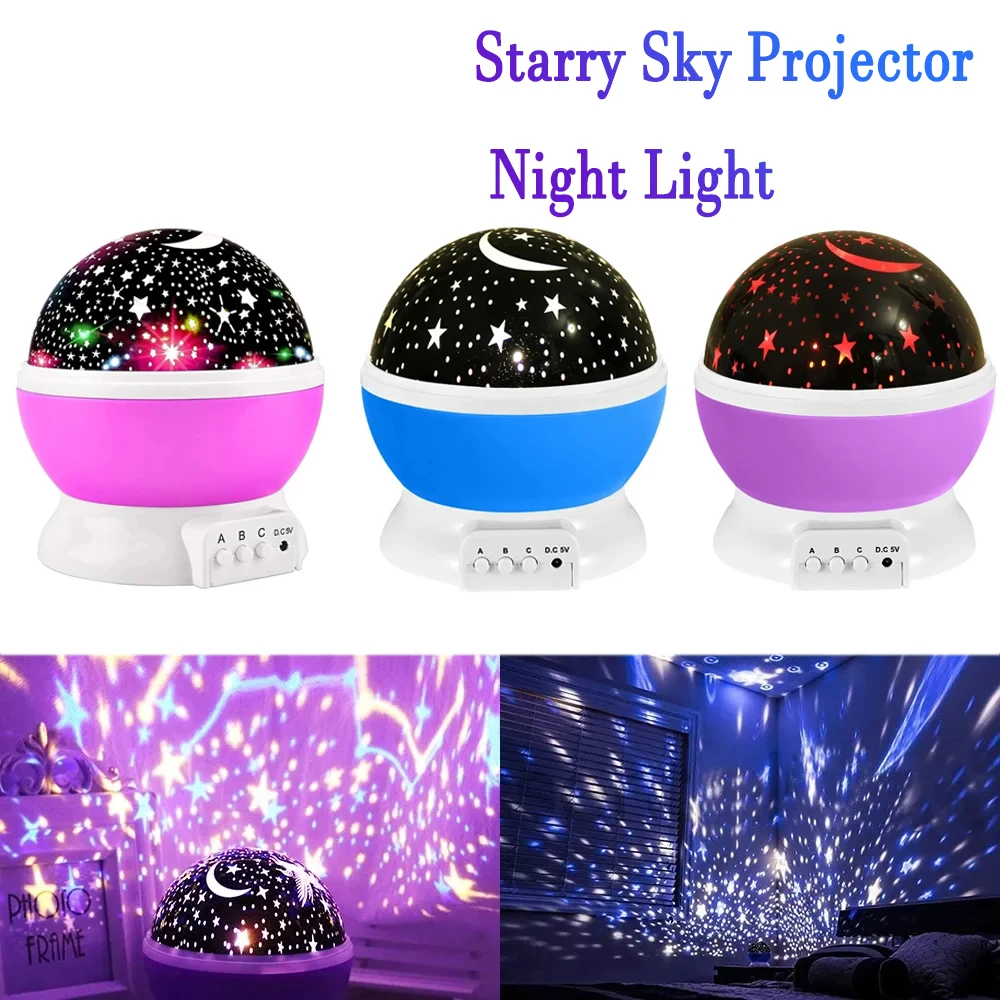 

Starry Sky Projector Night Light LED Lamp Decor Rotating Starry Nursery Moon Galaxy Projector table lamp for Kids Bedroom Decor